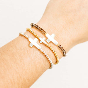 Mother of Pearl Cross Bracelet